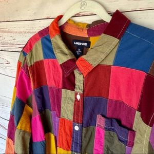 Lands’ End Patchwork Button Down